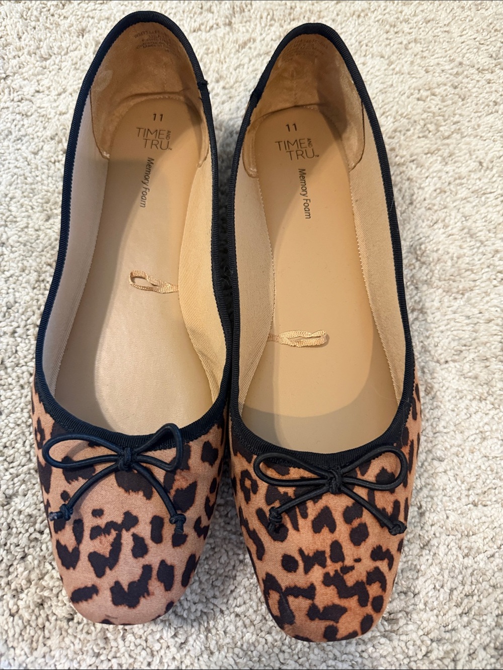 Time and Tru Leopard Print Ballet Flats - Black & Brown